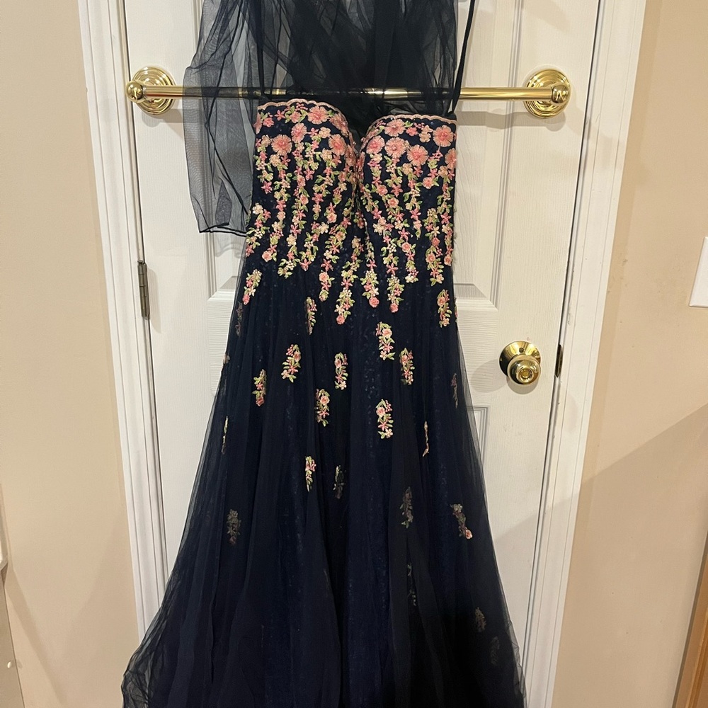 Navy Blue used 2 times paid 350 for it still in excellent condition size 10